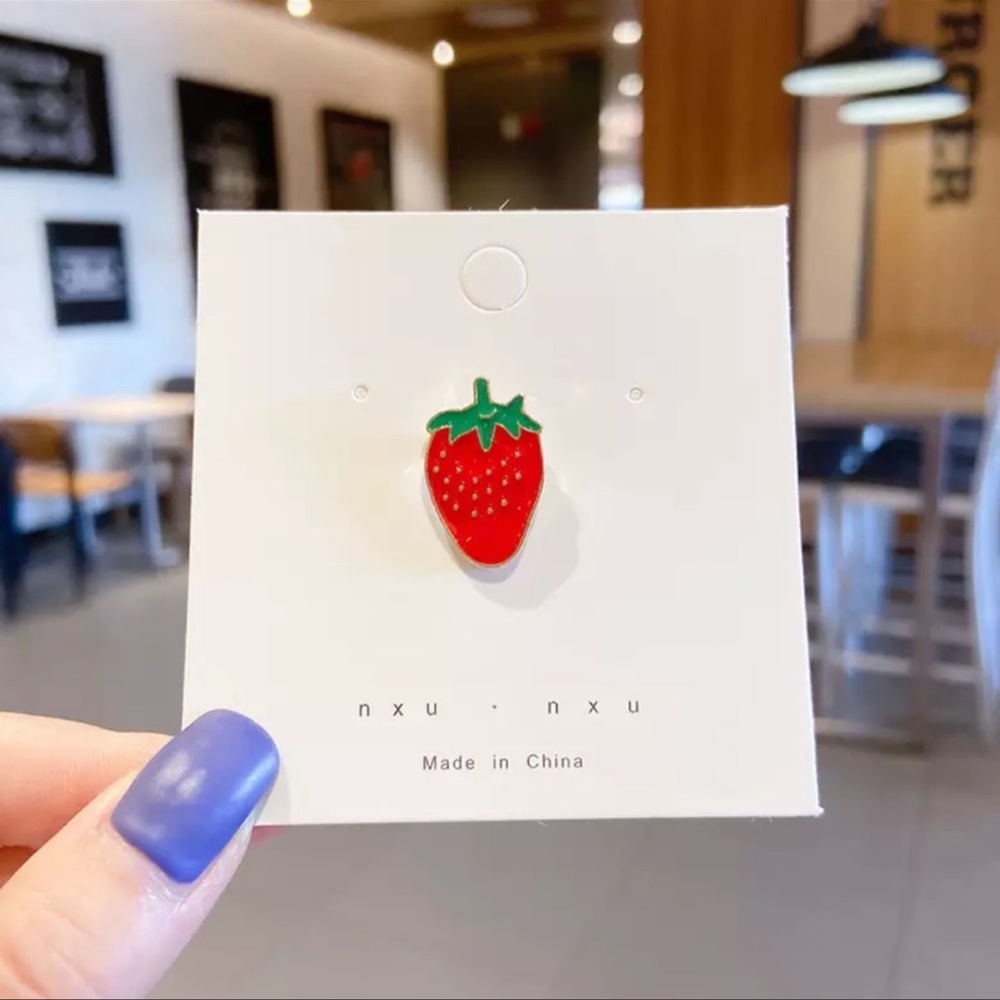 Red Strawberry Brooch Gift